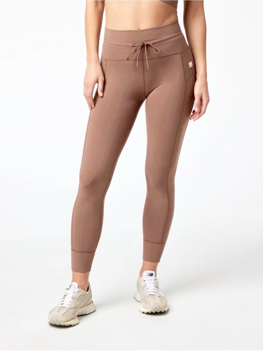Vuori High-Rise Taupe Drawstring Leggings